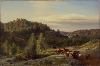 Landscape from Kuru in Evening Light, 1858. Creator: Werner Holmberg.