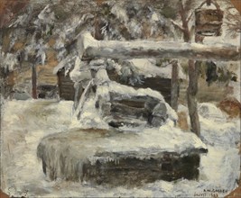 Snowy courtyard, 1882. Creator: Akseli Gallen-Kallela.