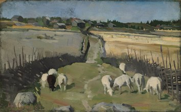 Landscape with Sheep, 1884. Creator: Akseli Gallen-Kallela.