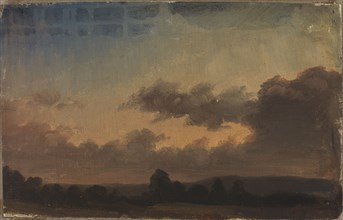 Cloudy sky over landscape, exercise, 1854. Creator: Werner Holmberg.