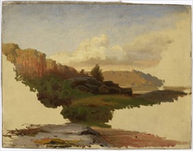 Landscape from Leppalahti in Kuru; Unfinished, 1857. Creator: Werner Holmberg.