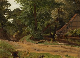 A road and a building in a landscape, 1855. Creator: Werner Holmberg.