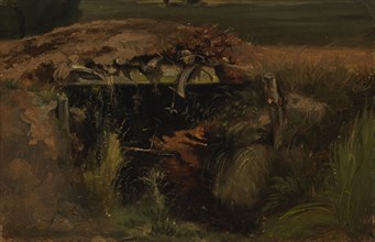 Bridge leading over the ditch, exercise, 1854. Creator: Werner Holmberg.