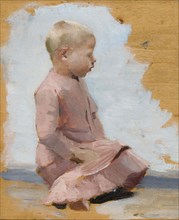 A child in a red dress, rehearsal for Saturday evening in Hamari, 1885. Creator: Albert Edelfelt.