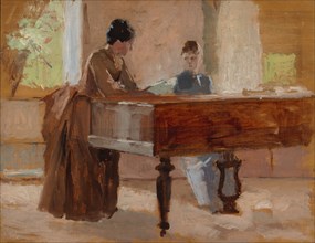 In the Drawing Room at Haikko, study for An Old Tune, 1888. Creator: Albert Edelfelt.