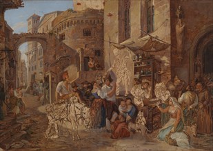 Street View in Rome, 1823. Creator: Alexander Lauréus.