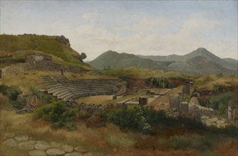 Roman amphitheatre at Frascati in the Alban Hills, 1848. Creator: Gustav Wilhelm Palm.