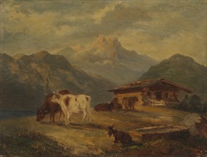 A cattle house in the Bavarian Alps, 1873. Creator: Johan Knutson.