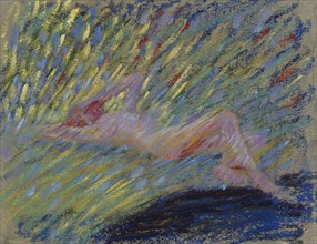 Nude reclining female model, 1904. Creator: Maria Wiik.