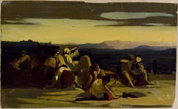 Desert with people, composition sketch, 1835-1853. Creator: Nils Jakob Blommer.