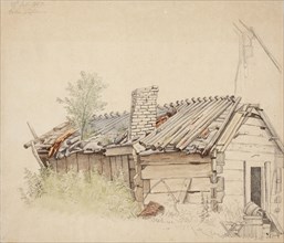 Hut in Lehtisaari, Espoo, 1867. Creator: Magnus von Wright.