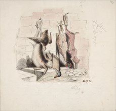 Still Life with a Dead Hare, Mallard, Partridge, Skinned Hare and Hen, 1850. Creator: Karl Anders Ekman.