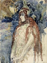 The Sea Princess (Nadezhda Zabela-Vrubel) in Rimsky-Korsakov's opera Sadko), sketch, 1897. Creator: Mikhail Vrubel.