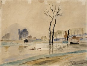 View of the river Marne, 1922. Creator: Yrjö Aleksander Ollila.