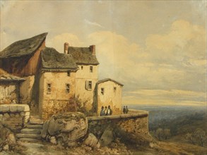 Houses in an Italian mountain landscape, mid-late 19th century. Creator: Alfred Hubert.