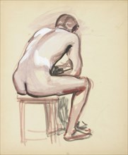 Seated nude, sketch, c1910s. Creator: Verner Thome.