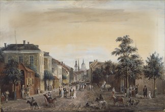 Street in Stockholm (Drottninggatan), 1808. Creator: Elias Martin.