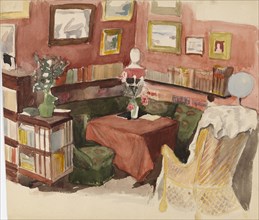 Interior from Annie and Berta Edelfelt's Home in Helsinki, 1900-1905. Creator: Albert Edelfelt.