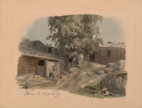 Blacksmith's house and yard, 1859. Creator: Werner Holmberg.