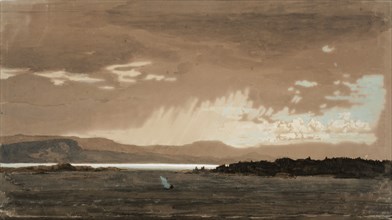 Rain on the Kristiania fjord, 1858. Creator: Werner Holmberg.