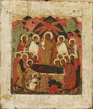 Dormition of the Mother of God, Russian icon, 1600-1650. Creator: Unknown.