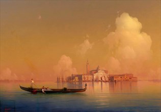 View of Venice with San Giorgio Maggiore and gondola, 1851. Creator: Aivazovsky, Ivan Konstantinovich (1817-1900).