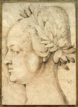 Head of a woman crowned with laurels. Creator: Baldung (Baldung Grien), Hans (1484-1545).