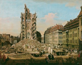 The ruins of the Kreuzkirche in Dresden, 1765. Creator: Bellotto, Bernardo (1720-1780).