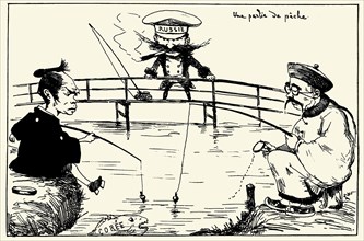 A fishing trip. Caricature about the dispute between China, Japan and Russia over Korea, 1887. Creator: Bigot, Georges (1860-1927).