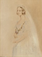 Portrait of Queen Victoria on her wedding day, 1840. Creator: Drummond, William (active 1800-1850).