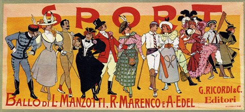 Poster for the ballet "Sport" by Luigi Manzotti and Romualdo Marenco, 1897. Creator: Edel (Colorno), Alfredo (1856-1912).