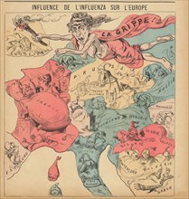 Influence de L'Influenza sur L'Europe. (The Influence of Influenza on Europe), 1890. Creator: Frison, Gustave (1850-after 1915).