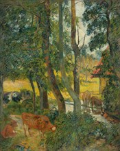 Landscape in Normandy (Cows at the Trough), 1885. Creator: Gauguin, Paul Eugéne Henri (1848-1903).