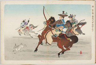 Rabbit, Hunt Scene. From the Series "Twelve Animals of the Zodiac", End of 19th cen. Creator: Ginko, Adachi (1853-after 1908).