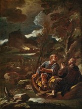 Saint Benedict and Saint Peter in a boat intercepting the Saracens, Second Half of the 17th cen. Creator: Giordano, Luca (1632-1705).