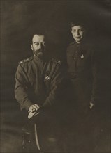 Tsar Nicholas II and Tsarevich Alexei, 1915. Creator: Levitsky, Sergei Lvovich (1819-1898).