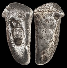 Earliest Ancient Egyptian Currency: Silver bar weighing about half a deben..., c1345-1327 BC. Creator: Numismatic, Oriental coins  .