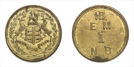 Hudson Bay Company Token, denomination one Made Beaver, c1865. Creator: Numismatics, American Coins  .