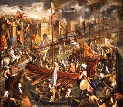 The capture of Constantinople by the Crusaders  , c1587. Creator: Palma il Giovane, Jacopo, the Younger (1544-1628).