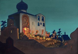 The Heavenly Forces are Serving with us invisibly (Easter Night), 1934. Creator: Roerich, Nicholas (1874-1947).