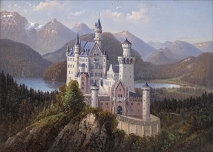 Neuschwanstein Castle. Creator: Sattler, Hubert (1817-1904).