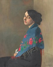 Femme au châle bleu (Woman with blue shawl), 1911. Creator: Vallotton, Felix Edouard (1865-1925).