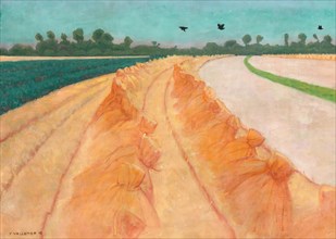 Wheat field, setting sun, 1910. Creator: Vallotton, Felix Edouard (1865-1925).