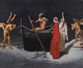 Dante and Virgil in front of Charon's Boat, 1874. Creator: Vetri, Paolo (1855-1937).