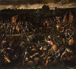 King Pippin's Army Trying to Reach Venice, End of 16th cen. Creator: Vicentino, Andrea (c. 1542-1617).