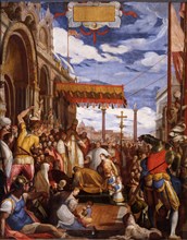 Emperor Frederick Barbarossa submits to the authority of Pope Alexander III in Venice, 1587-1600. Creator: Zuccari, Federico (1539-1609).