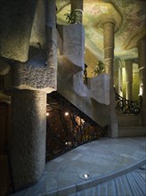 Interior staircase of La Pedrera, Barcelona, Spain, 2020. Creator: Ethel Davies.