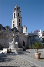 Plaza de San Francisco with the San Francisco de Asis in the background, Havana, Cuba, 2024. Creator: Ethel Davies.