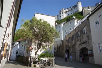 Square in front of the funicular that leads up to the Festung Hohensalzburg, Salzburg, Austria, 2022 Creator: Ethel Davies.