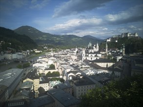 View over the city of Salzburg from the  Monchberg, 2022. Creator: Ethel Davies.